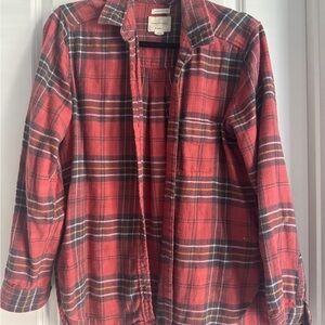 American Eagle Outfitters Red Plaid Button-Down Shirt